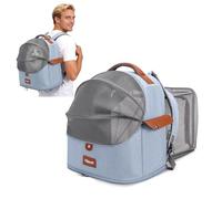 PETCUTE Cat Backpack Expandable, Breathable Mesh Pet Carrier Backpack for Small Dogs Cats Rabbits, Portable Foldable Dog Rucksack with Removable Mat,Inner Safety Hook for Travel Hiking Camping