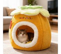 PETCUTE Cat Beds for Indoor Cats, Cat Cave Bed Igloo,Foldable Pet Bed Tent House with Removable Washable Pillow Cushion, Non-slip,Super Soft Fluffy Kitten Beds,For Indoor or Outdoor Use,Yellow,S