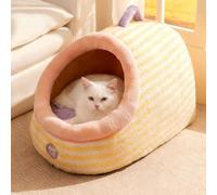 PETCUTE Cat Beds for Indoor Cats,Cute Slipper Cat Cave Bed with Handle,Cozy Soft Dog Beds,Anti Slip Bottom Pet Bed with Removable Washable Cushion,Suitable for Small and Medium-Sized Pets,Yellow,S