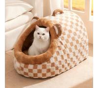 PETCUTE Cat Beds for Indoor Cats,Cute Slipper Cat Cave Bed with Handle,Cozy Soft Dog Beds,Anti Slip Bottom Pet Bed with Removable Washable Cushion,Suitable for Small and Medium-Sized Pets,Brown,M