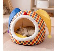 PETCUTE Cat Beds for Indoor Cats,Cute Styling Small Dog Cave with Anti-Slip Bottom,Kitten Tent House with Removable and Washable Cushion, Super Soft Calming Cat House for Puppy and Kitty,M