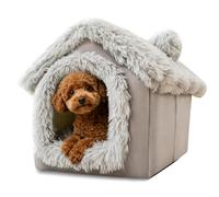 PETCUTE Cat Beds for Indoor Cats,Warm Small Dog Cave with Anti-Slip Bottom,Washable and Folable Pet Tent House with Removable Cotton Cushion, Super Soft Calming Dog House for Puppy and Kitty,Gray,S