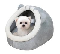 PETCUTE Cat Beds for Indoor with Hanging toy, Small Dog Cave Bed with Anti-Slip Bottom,Semi-enclosed Kitten Bed with Removable Cushioned Pillow,Super Soft Puppy Cuddly Bed Ideal for Cats and Puppy
