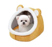 PETCUTE Cat Beds for Indoor with Hanging toy, Small Dog Cave Bed with Anti-Slip Bottom,Semi-enclosed Kitten Bed with Removable Cushioned Pillow,Super Soft Puppy Cuddly Bed Ideal for Cats and Puppy