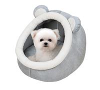 PETCUTE Cat Beds for Indoor with Hanging toy, Small Dog Cave Bed with Anti-Slip Bottom,Semi-enclosed Kitten Bed with Removable Cushioned Pillow,Super Soft Puppy Cuddly Bed Ideal for Cats and Puppy