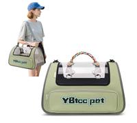 PETCUTE Cat Carrier,Airline Approved Traval Bag for Small Dogs, Portable Foldable,Breathable Pet Carrier Bag Rabbit Cage with Removable Mat, for Cat Puppy Kitten Bunny,45x28x28cm,Green