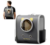 PETCUTE Cat Carrier Backpack,Breathable Pet Backpack with Space Capsule Window, Foldable Travel Bag for Small Cats&Dogs,Built-in Safety Strap,Airline Approved for Hiking, Camping& Outdoor Activities,M