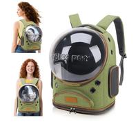 PETCUTE Cat Carrier Backpack,Ventilated Space Capsule Pet Carrier Backpack for Small Medium Cat Puppy up to 10kg, Transparent & Foldable Pet Carriers for Travel Hiking Camping