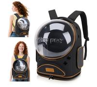 PETCUTE Cat Carrier Backpack,Ventilated Space Capsule Pet Carrier Backpack for Small Medium Cat Puppy up to 10kg, Transparent & Foldable Pet Carriers for Travel Hiking Camping