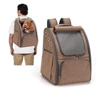 PETCUTE Cat Carrier Breathable Dog Carrier Pet Backpack Cat Dog Travel Bag Portable Mesh Pet Carrying bag for Small Dogs Cats Brown