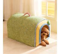 PETCUTE Cat Cave Bed, 2-in-1 Convertible Pet Bed with Removable Cushion & Carry Handle,Semi-Closed Foldable Plush Cat Igloo House,Non-slip,Washable Dog Houses for Kitten Cats Puppy Small Pet,XL