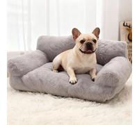 PETCUTE Cat Couch, Calming Dog Beds,Fluffy Plush Cat Sofa for Cats and Puppy, High elasticity,Washable Puppy Sleeping Bed,Non-slip,Breathable Pet Sofa Bed for Large Small Dogs & Cats,Light Grey,M