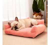 PETCUTE Cat Couch, Calming Dog Beds,Fluffy Plush Cat Sofa for Cats and Puppy, High elasticity,Washable Puppy Sleeping Bed,Non-slip,Breathable Pet Sofa Bed for Large Small Dogs & Cats,Pink,M