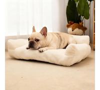 PETCUTE Cat Couch, Calming Dog Beds,Fluffy Plush Cat Sofa for Cats and Puppy, High elasticity,Washable Puppy Sleeping Bed,Non-slip,Breathable Pet Sofa Bed for Large Small Dogs & Cats,White,L