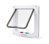 PETCUTE Cat Flap Dog Door 4 Way Locking Pet Door for Cat and Dog,Fast installation, Durable,Easy Fitting,Dog Flap Pet Door Flap for Indoor Outdoor Doors White M
