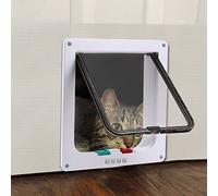 PETCUTE Cat Flap Dog Door 4 Way Locking Pet Door for Cat and Dog,Fast installation, Durable,Easy Fitting,Dog Flap Pet Door Flap for Indoor Outdoor Doors White M