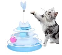 PETCUTE Cat Roller Toy, Interactive Roller 4 Level Track Kitty Toys with 3 Colorful Balls,Durable Cat Teaser Ball Toy with Feather Wand Toy,Easy to Disassemble and Clean,Pet Toys for Boredom