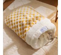 PETCUTE Cat Sleeping Bag,Soft Warm Beds Cave Nest for Indoor Kitten, Self Warming,360 ° Warp Winter Pet Sleeping Pocket Bags for Dog Puppy Kitten,Portable and Washable Cat Cave Beds,M