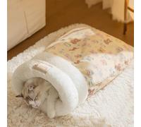 PETCUTE Cat Sleeping Bag,Soft Warm Beds Cave Nest for Indoor Kitten, Self Warming,360 ° Warp Winter Pet Sleeping Pocket Bags for Dog Puppy Kitten,Portable and Washable Cat Cave Beds,L