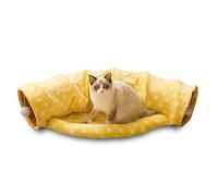 PETCUTE Cat Tunnel Bed Cat Tube Tunnel Cat Tunnels for indoor cats cat bed play tunnel Yellow