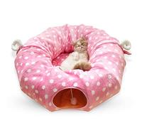 PETCUTE Cat Tunnel Bed Cat Tube Tunnel Cat Tunnels for indoor cats cat bed play tunnel Pink