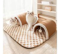 PETCUTE Cat Tunnels for Indoor Cats,Cute Cat Cave Bed for Multiple Cats,Kitten Beds with Balls Toys,Fully Detachable,Washable Cats Tube with Non-slip Bottom,Pet Play Toy for Kitten Puppy Rabbit,XL