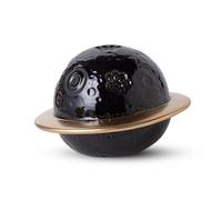 PETCUTE Cat Urns for Ashes,Durable Pet Urns for Cats Ashes,Ceramic Planet-Shaped Urn,Pet Cremation Urn,Cat Memorial Keepsake Box(Black+Gold)