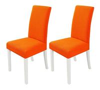 PETCUTE Chair covers stretch dining chair covers spandex chair slipcovers Orange Set of 2