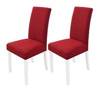 PETCUTE Chair covers stretch dining chair covers spandex chair slipcovers Wine red Set of 2