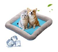 PETCUTE Cooling Pad Bed for Dogs Cats Puppy Kitten - Cooling Mat Pad - Ice Silk Material - Soft - Summer Sleeping - Dog Bed - Blue - L (70x52cm) - PVC and Ice Silk - Layered