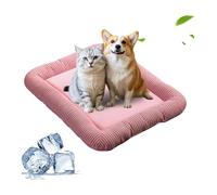 PETCUTE Cooling Pad Bed for Dogs Cats Puppy Kitten - Cooling Mat Pad - Pink Medium - Size M: 55x45cm, Up to 13kg - PVC and Ice Silk Material - Rectangular Mat - Layered Construction