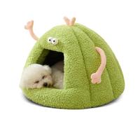 PETCUTE Cute Cat Beds, Semi-enclosed Dog Beds for Small Dogs,Washable Cat Cave Bed with Removable Cushion,Cozy Pet House for Dogs Or Cats,Anti-Slip Puppy Bed,Green,M