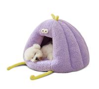 PETCUTE Cute Cat Beds, Semi-enclosed Dog Beds for Small Dogs,Washable Cat Cave Bed with Removable Cushion,Cozy Pet House for Dogs Or Cats,Anti-Slip Puppy Bed,Purple,M