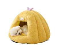 PETCUTE Cute Cat Beds, Semi-enclosed Dog Beds for Small Dogs,Washable Cat Cave Bed with Removable Cushion,Cozy Pet House for Dogs Or Cats,Anti-Slip Puppy Bed,Yellow,L