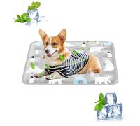 PETCUTE Cute Dog Cooling Mat, Non-Toxic Self-Cooling Gel Pet Cool Pad, Waterproof Foldable Summer Cooling Bed for Small Medium Dogs Cats,Indoor Outdoor Use,Grey,S