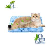 PETCUTE Cute Dog Cooling Mat, Non-Toxic Self-Cooling Gel Pet Cool Pad, Waterproof Foldable Summer Cooling Bed for Small Medium Dogs Cats,Indoor Outdoor Use,Light blue,M