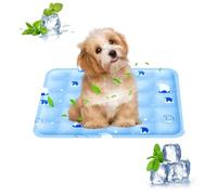 PETCUTE Cute Dog Cooling Mat, Non-Toxic Self-Cooling Gel Pet Cool Pad, Waterproof Foldable Summer Cooling Bed for Small Medium Dogs Cats,Indoor Outdoor Use,Sky blue,L