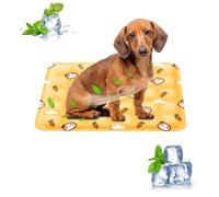 PETCUTE Cute Dog Cooling Mat, Non-Toxic Self-Cooling Gel Pet Cool Pad, Waterproof Foldable Summer Cooling Bed for Small Medium Dogs Cats,Indoor Outdoor Use,Yellow,S