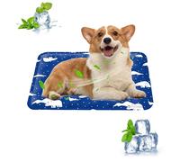 PETCUTE Cute Dog Cooling Mat, Non-Toxic Self-Cooling Gel Pet Cool Pad, Waterproof Foldable Summer Cooling Bed for Small Medium Dogs Cats,Indoor Outdoor Use,Royal blue,L