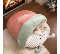 PETCUTE Cute Pet Bed,Washable Cat Slipper Sleeping Bag,Anti Slip,Covered Hide Hood Cat Cave Beds,Self-Warming,Calming Dog Bed,Soft Warm Cozy Pet House Nest for Cats and Puppies,Pink,XL