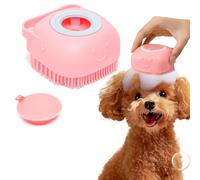 PETCUTE Dog Bath Brush,Puppy Pet Massage & Grooming Brush,Silicone Dog Brushes with Soap Dispenser,Handle,Deshedding Tool for Long & Short Haired Dogs and Cats,Perfect for Pet Washing & Showering