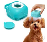PETCUTE Dog Bath Brush,Puppy Pet Massage & Grooming Brush,Silicone Dog Brushes with Soap Dispenser,Handle,Deshedding Tool for Long & Short Haired Dogs and Cats,Perfect for Pet Washing & Showering