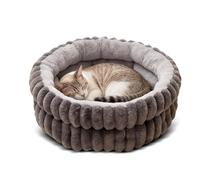 PETCUTE Dog Bed,Calming Donut Dog Beds,Washable Cat Bed for Indoor Cats, Cute Round Pet Beds with Anti-Slip Bottom, Super Soft Plush Faux Fur Puppy Cushion,Gray,M