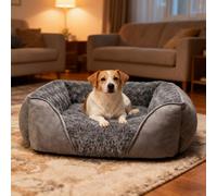 PETCUTE Dog Bed Medium, Super Soft Rectangle Dog Beds, Durable,Warming Pet Bed with Anti-Slip Bottom, Anti-Anxiety, Machine Washable,Extra Thick Supportive Pet Sofa,Gray,XL