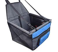 PETCUTE Dog Car Seat Upgrade,Waterproof Pet Car Booster Seat for Small and Medium Dogs Cats,Breathable and Foldable Pet Car Basket with Clip-On Safety Leash and PVC Support Tube and Buckle Dark Blue