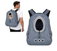 PETCUTE Dog Carrier Backpack,Adjustable Pet Front Pack with Breathable Mesh,Head-Out Design,Puppy Carrier with Safety Belt and Removable Pad,Airline Approved for Outdoor Hiking Travel,Blue,L