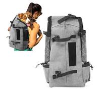 PETCUTE Dog Carrier Backpack Travel Bag Backpack for Dog Cat Breathable Pet Carrier Backpack with Comfortable Thick Shoulder Strap for Pet up to 16.5KG Gray
