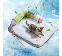 PETCUTE Dog Cooling Bed Washable,Orthopedic Cooling Mat for Dogs Cats,Summer Pet Bed with Removable Cover,Pet Cool Mat Bed Pad with Pillow,Scratch-Resistant,for Small Medium Large Dogs,L
