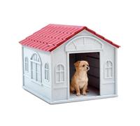 PETCUTE Dog House Outdoor,Durable Dog Kennel,Opening Side,Insulating Base,Waterproof Roof,Ventilation Design,Weather-Resistant,Puppy Shelter for Medium Dogs,Easy to Assemble,Red,L