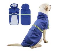 PETCUTE Dog Raincoat, Waterproof Coat Jacket with Hood, Collar & Harness Hole, Adjustable, Reflective Strip for Medium Large Dogs